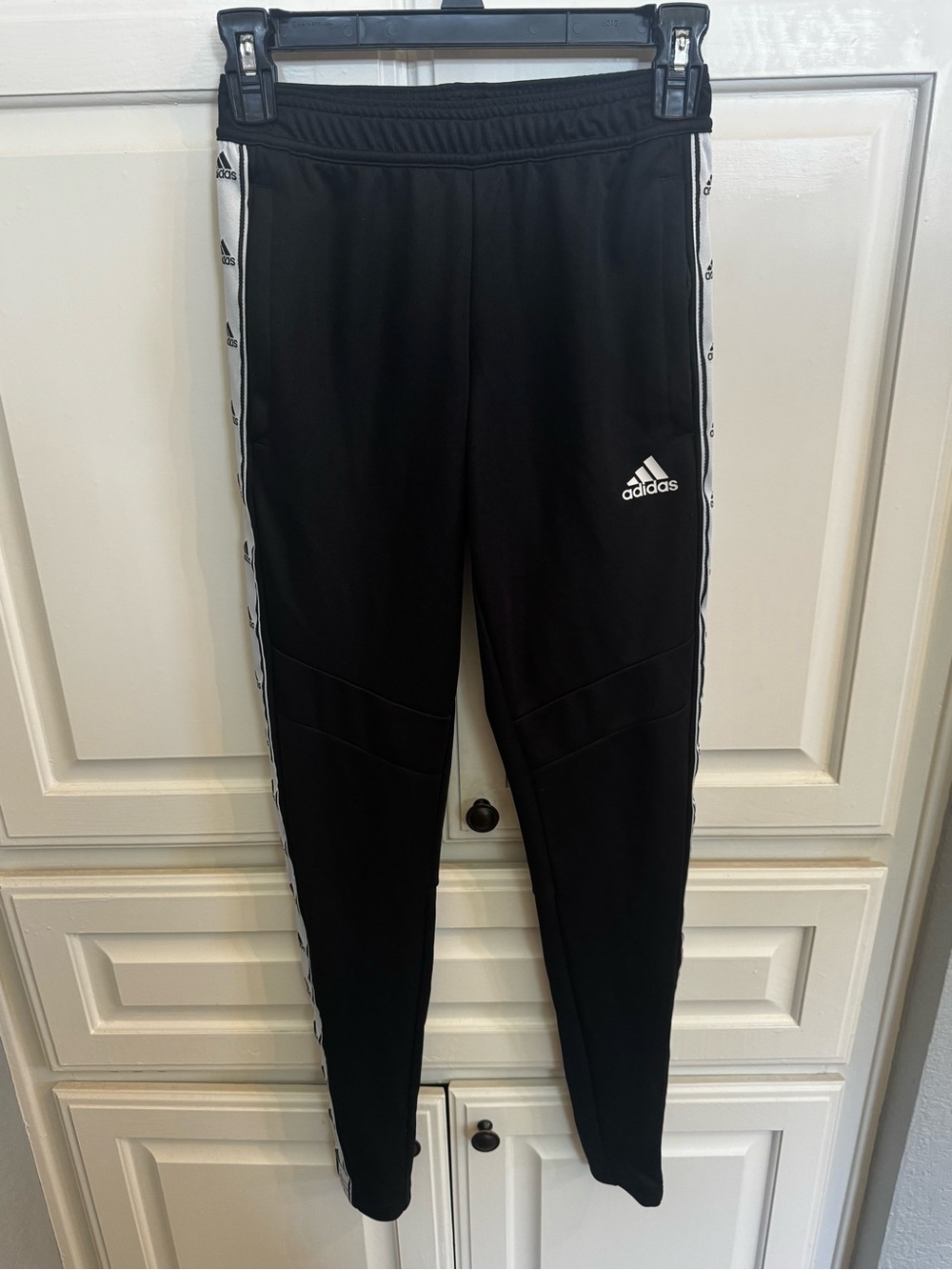 adidas Black Jogger Pants with White Side Logo Tape